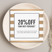 Moderne Faux Gold White Stripes Schoonheidssalon C Kortingskaartje