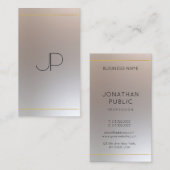 Moderne Faux Goud Zilver Monogram Professional Visitekaartje (Voorkant / Achterkant)