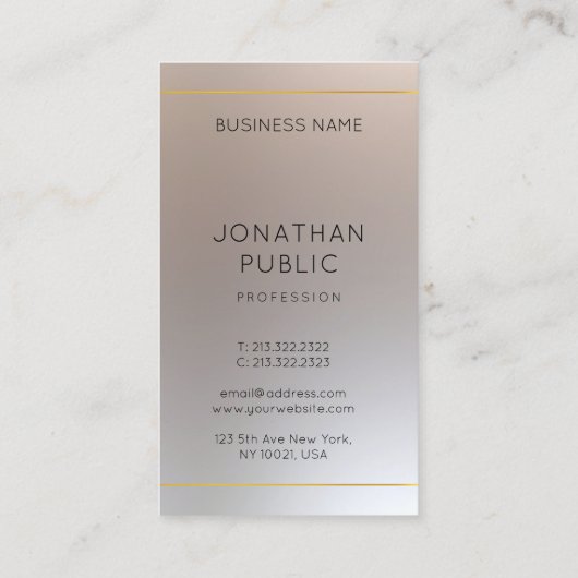 Moderne Faux Goud Zilver Monogram Professional Visitekaartje (Achterkant)