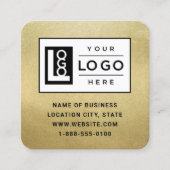 Moderne Faux Gouden Folie Aangepaste Logo en QR Co Vierkante Visitekaartje (Voorkant)