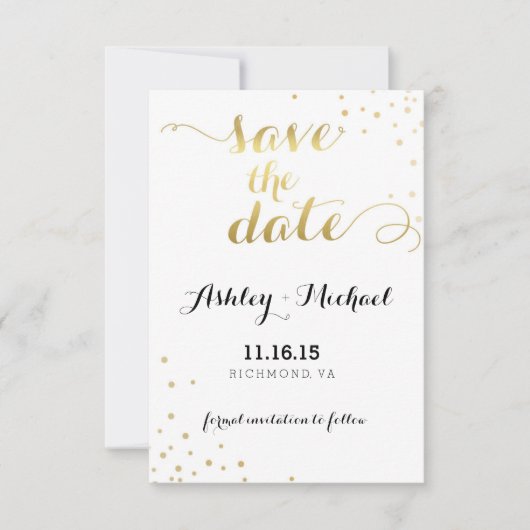 Moderne Faux Gouden Folie Glamour Save De Datum Save The Date (Voorkant)