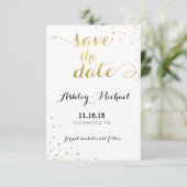 Moderne Faux Gouden Folie Glamour Save De Datum The Date (Staand voorkant)