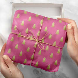 Moderne Faux Gouden Folie Kerstbomen Vette kleur Cadeaupapier