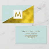 Moderne Faux Gouden Folie Mint Monogram Visitekaartje (Voorkant / Achterkant)