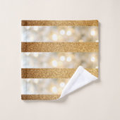 Moderne faux gouden glitter en witte lichten strep bad handdoek (Wasdoekje)