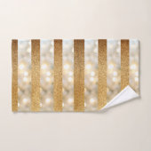 Moderne faux gouden glitter en witte lichten strep bad handdoek (Handdoek)