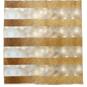 Moderne faux gouden glitter en witte lichten strep douchegordijn (Voorkant)