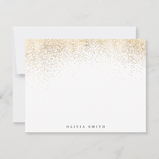 Moderne faux gouden glitter gepersonaliseerde brie notitiekaartje (Voorkant)