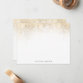 Moderne faux gouden glitter gepersonaliseerde brie notitiekaartje (Voorkant / Achterkant in situ)