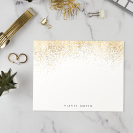 Moderne faux gouden glitter gepersonaliseerde brie notitiekaartje