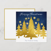 Moderne Faux Gouden Kerstbomen in Wintersneeuw Feestdagenkaart (Voorkant / Achterkant)