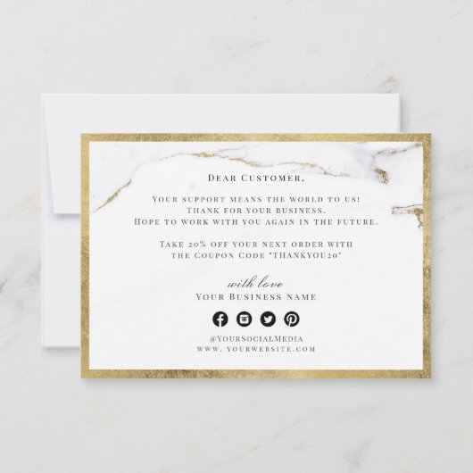 Moderne faux gouden luxe business bedankt (Achterkant)