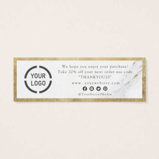 Moderne faux gouden luxe business bedankt mini visitekaartjes (Achterkant)