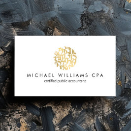 Moderne Faux Gouden Nummers Logo Accountant Visitekaartje