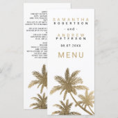 Moderne faux gouden palmbomen elegante bruiloft me menu (Voorkant / Achterkant)