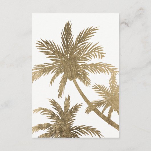 Moderne faux gouden palmbomen wensend goed bruilof informatiekaartje (Achterkant)