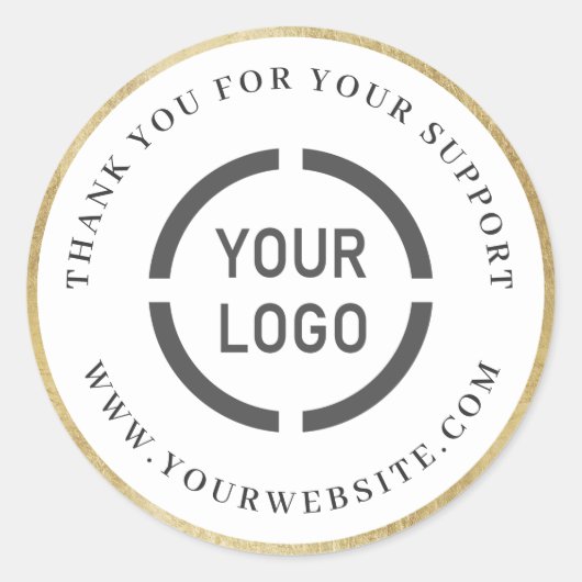 Moderne faux gouden rand logo business dank u ronde sticker (Voorkant)