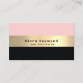 Moderne faux gouden streep zwart blush roze visitekaartje (Voorkant)