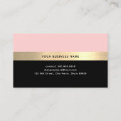Moderne faux gouden streep zwart blush roze visitekaartje (Achterkant)