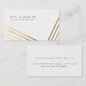 Moderne faux gouden strepen op chique wit visitekaartje (Voorkant / Achterkant)