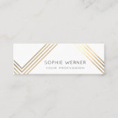 moderne faux gouden strepen op elegant wit
 mini visitekaartje (Voorkant)