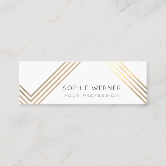 moderne faux gouden strepen op elegant wit
 mini visitekaartje (Voorkant)