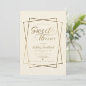 Moderne faux gouden typografie ivoor Sweet 16 Kaart (Staand voorkant)
