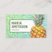 Moderne Faux Green Glitter Tropische Ananas Visitekaartje (Voorkant)