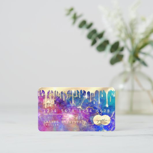 moderne faux holografische opaal steen QR-code Visitekaartje (Staand voorkant)