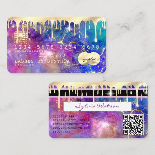 moderne faux holografische opaal steen QR-code Visitekaartje (Voorkant / Achterkant)