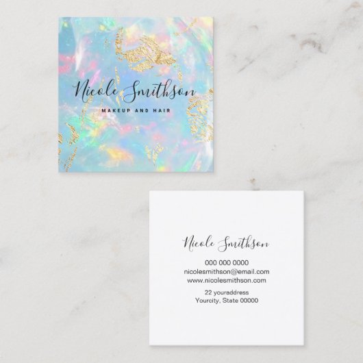 Moderne faux holografische opaal vierkante visitekaartje (Voorkant / Achterkant)