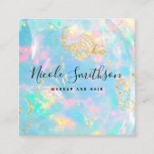 Moderne faux holografische opaal vierkante visitekaartje (Voorkant)