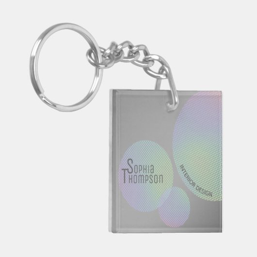 Moderne Faux Holographic Rainbow-cirkels Sleutelhanger (Voorkant Links)