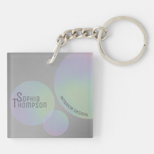 Moderne Faux Holographic Rainbow-cirkels Sleutelhanger (Achterkant)