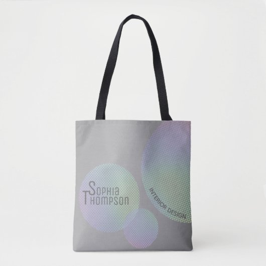 Moderne Faux Holographic Rainbow-cirkels Tote Bag (Voorkant)