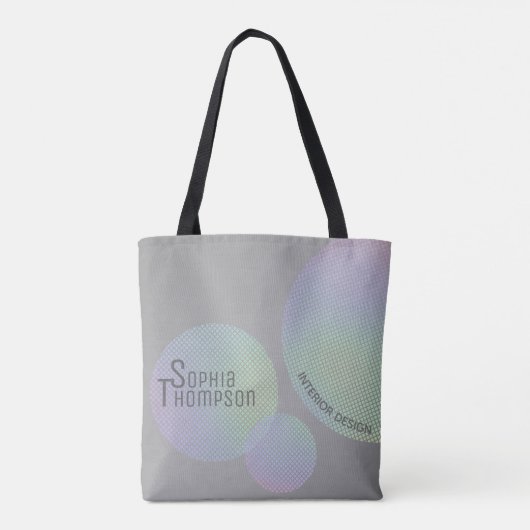 Moderne Faux Holographic Rainbow-cirkels Tote Bag (Achterkant)