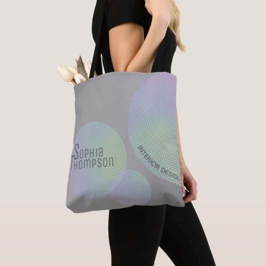 Moderne Faux Holographic Rainbow-cirkels Tote Bag (Dichtbij)