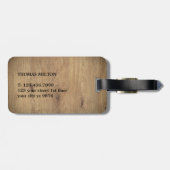 Moderne Faux houten zwarte lijnen vet monogram Bagagelabel (Achterkant horizontaal)