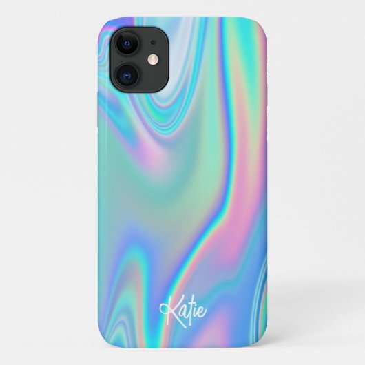  moderne Faux Iridescent met naam Case-Mate iPhone Case (Achterkant)