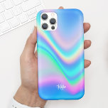 moderne Faux Iridescent met naam Case-Mate iPhone Case<br><div class="desc">Dit leuke telefoongeval kenmerkt een faux iridescent achtergrond met jouw naam in modern kalligrafiekmanuscript. Het is het perfecte hoesje voor iedereen die een trendy maar glamoureus design wil dat zich uitspreekt. Voeg jouw naam toe om dit ontwerp aan te passen. Het maakt ook een prachtige verjaardag of vakantie cadeau voor...</div>