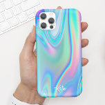 moderne Faux Iridescent met naam Case-Mate iPhone Case<br><div class="desc">Dit leuke telefoongeval kenmerkt een faux iridescent achtergrond met jouw naam in modern kalligrafiekmanuscript. Het is het perfecte hoesje voor iedereen die een trendy maar glamoureus design wil dat zich uitspreekt. Voeg jouw naam toe om dit ontwerp aan te passen. Het maakt ook een prachtige verjaardag of vakantie cadeau voor...</div>