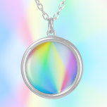 Moderne faux iriserende pastel regenboog kleurstof zilver vergulden ketting<br><div class="desc">Dit  ketting heeft een iriserend,  modern design in pastel regenboogkleuren. Het lijkt op het noorderlicht. Kleurrijk en magisch. Perfect voor haar,  piepjong,  meisje en een mooi cadeau! Ontworpen door Marions Artwork.</div>