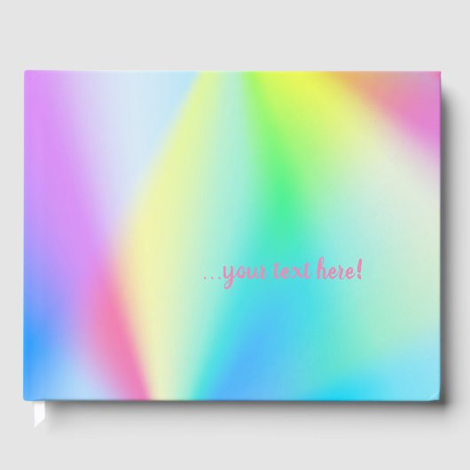 Moderne faux iriserende pastel regenboogkleur gastenboek (Voorkant)