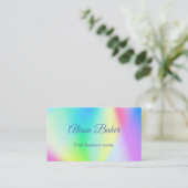 Moderne faux iriserende pastel regenboogkleur visitekaartje (Staand voorkant)