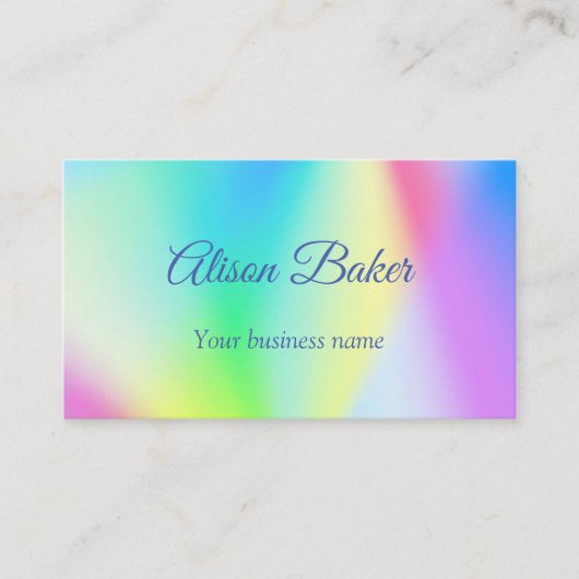 Moderne faux iriserende pastel regenboogkleur visitekaartje (Voorkant)