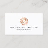 Moderne Faux koperen Roos gouden cijfers accountan Visitekaartje (Voorkant)