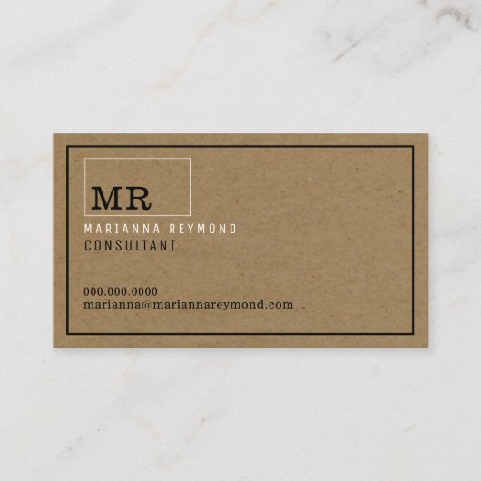 Moderne Faux Kraft Contact-Card Consultant Contactkaartje (Voorkant)