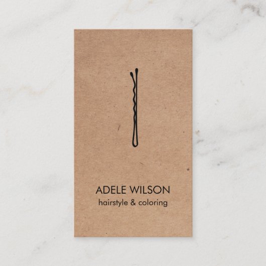 Moderne Faux Kraft White QR Code Hair Pin Salon Visitekaartje (Voorkant)