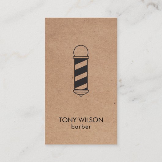 Moderne Faux Kraft Witte QR Code Barber Pool Salon Visitekaartje (Voorkant)