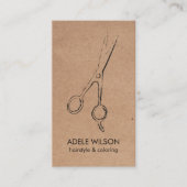 Moderne Faux Kraft Witte QR Code Schaar Salon Visitekaartje (Voorkant)